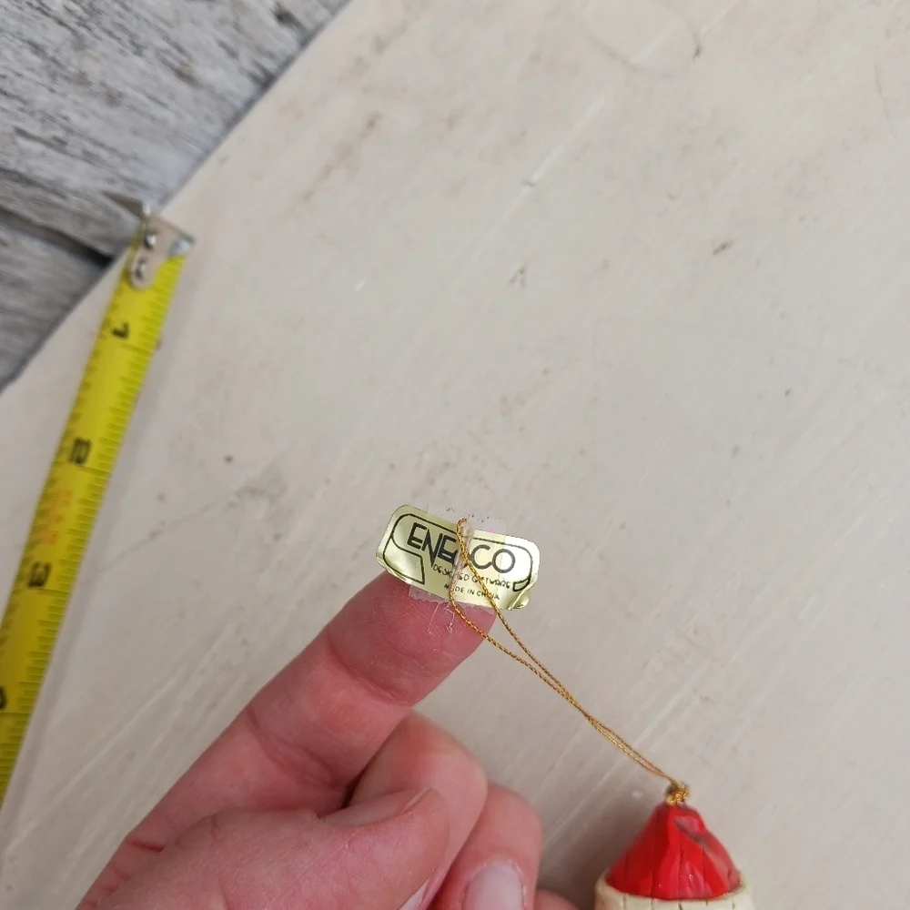 Vintage Enesco Wooden Santa Icicle Christmas Ornament Rustic Decor‎ Hanging